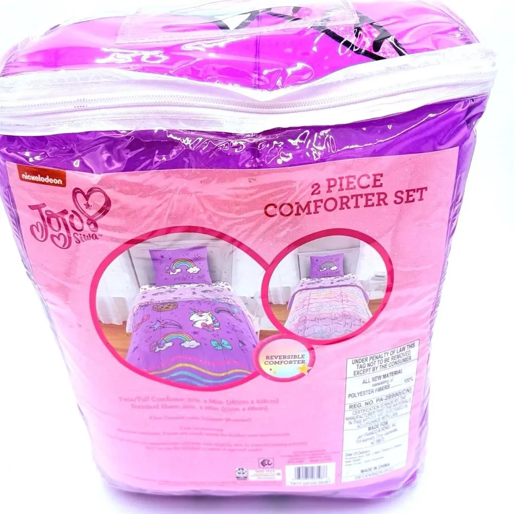 Nickelodeon JoJo Siwa Twin/Full Reversible Comforter and Sham Set Kid's Bedding